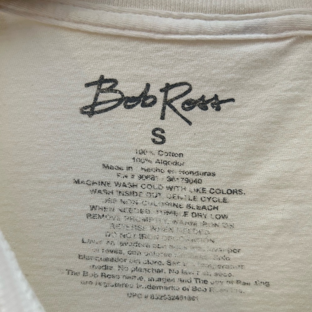 Bob Ross Good Vibes Only Rainbow Tie Dye Graphic Crop Tee S - Picture 3 of 4